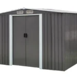 Capanno da Giardino in Metallo Portatile Bastone 8'x8' - Soluzione Robusta e Versatile per lo Stoccaggio Esterno